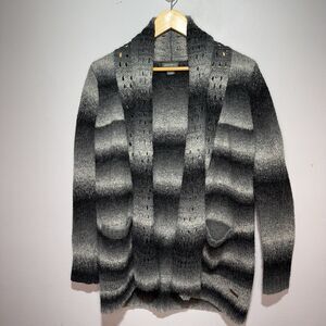 Eddie Bauer Gray Striped Open Cardigan Sweater Women’s Size Small Casual Preppy